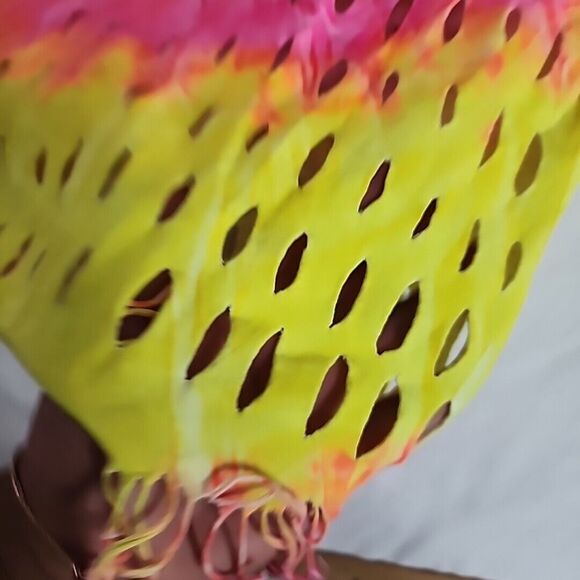 It's Better In The Bahamas‎ Freeport Spiral Tie Dye Fray Upcycle Rare T-Shirt XL - Picture 10 of 16